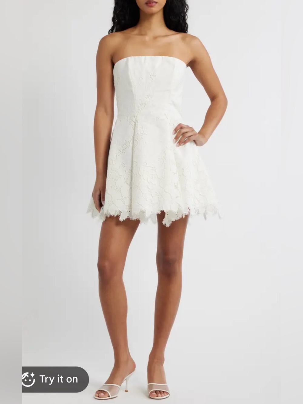 House of CB Jemima White Strapless Broderie Anglaise Mini Dress Large + Regular